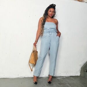Velvet Heart Light Blue Strapless Jumpsuit,S